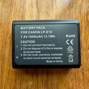 Battery pack for Canon LP- E10 7.4v 1850 mAh13.7Wh